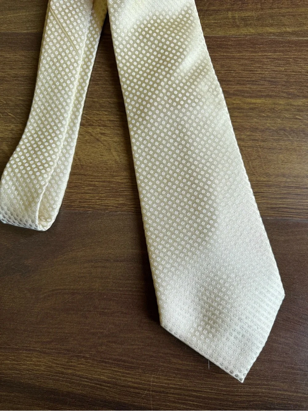 Classic DONALD J. TRUMP Cream Men's Tie - Textured Microdot Pattern